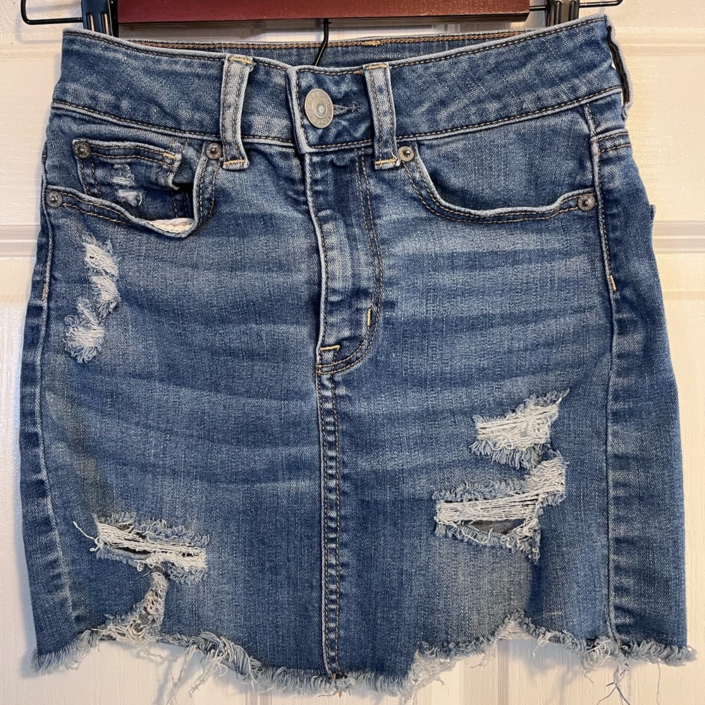 American Eagle Super Stretch Hi Rise Mini Jean Skirt Size 00